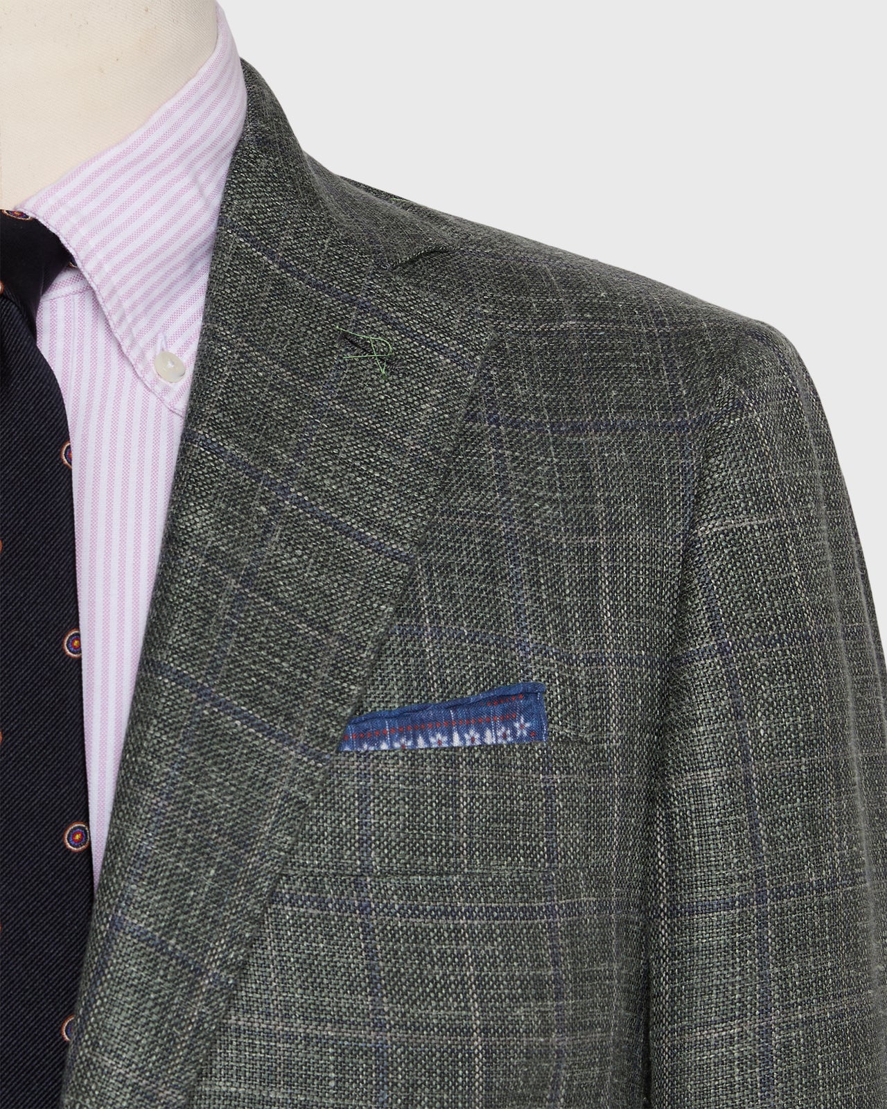 Virgil No. 4 Jacket in Sage/Slate/Flax Plaid Hopsack