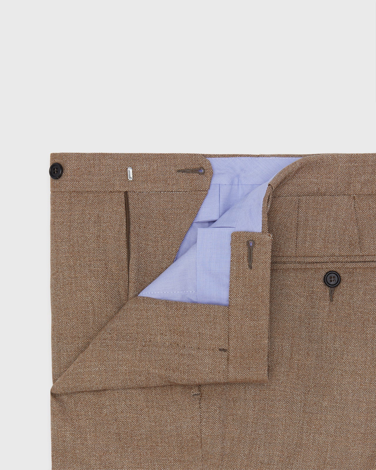 Side-Tab Dress Trouser in Mocha/Bone Hopsack