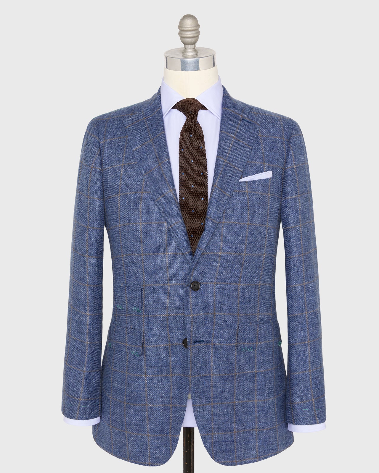 Virgil No. 3 Jacket in Blue/Brown Windowpane Hopsack