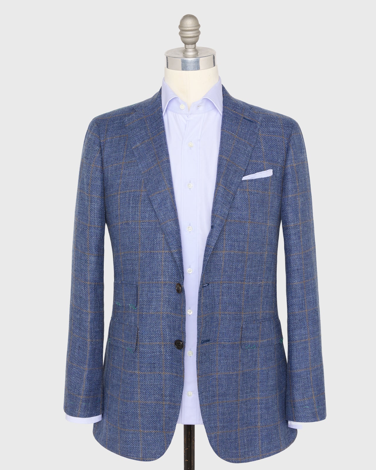 Virgil No. 3 Jacket in Blue/Brown Windowpane Hopsack