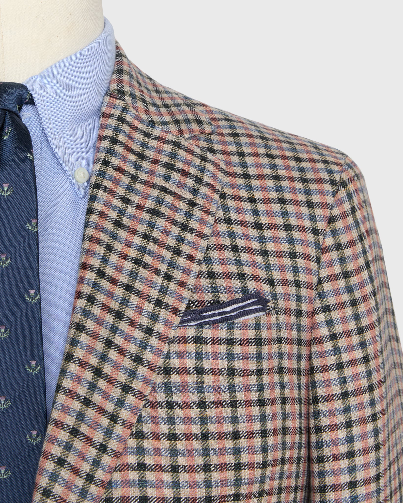 Virgil No. 2 Jacket in Oat/Blue/Pink Check Hopsack | Shop Sid Mashburn