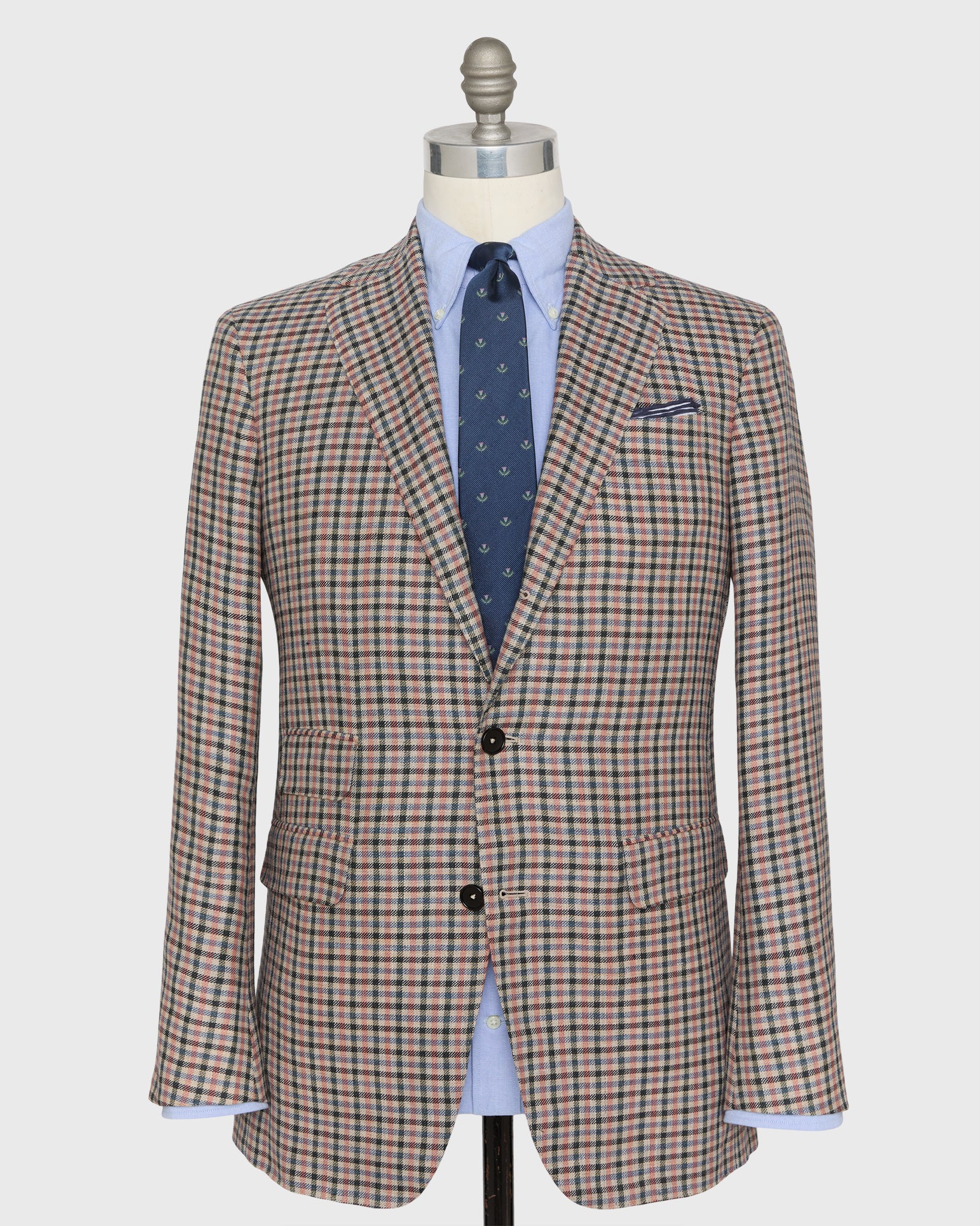 Virgil No. 2 Jacket in Oat/Blue/Pink Check Hopsack | Shop Sid Mashburn