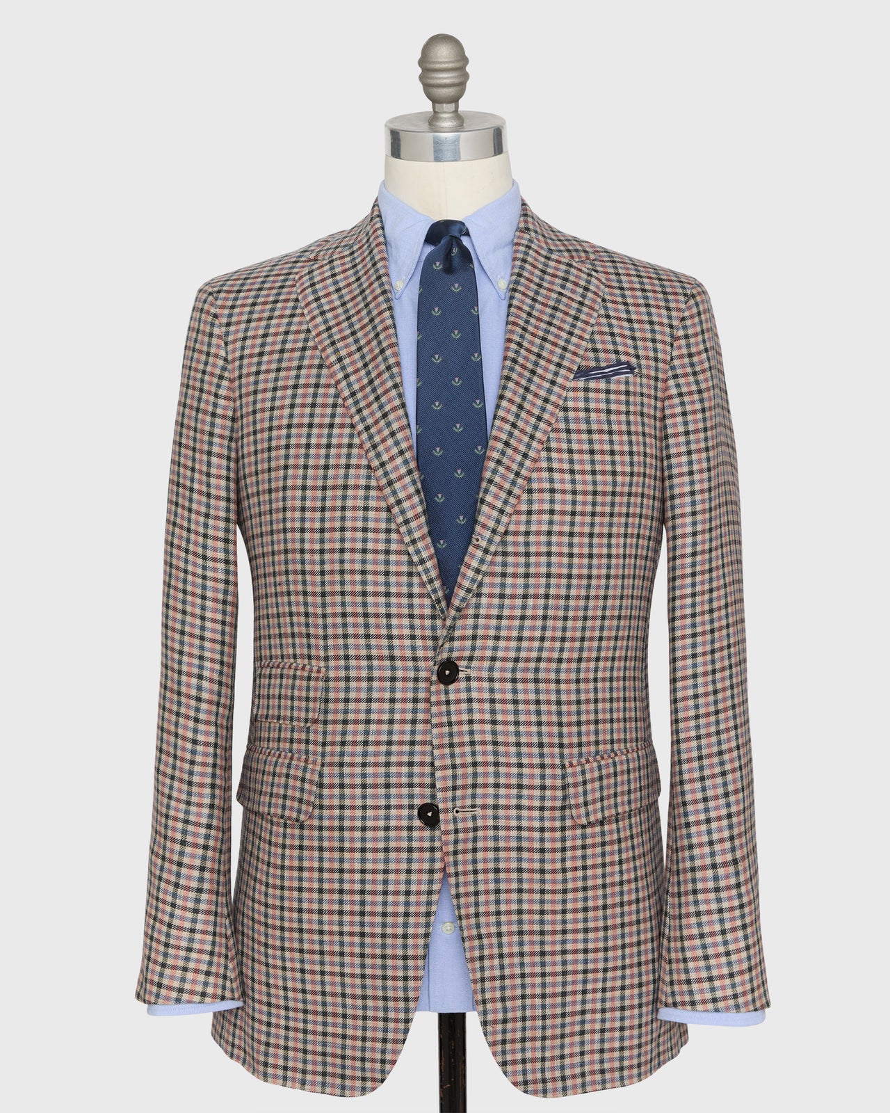Virgil No. 2 Jacket in Oat/Blue/Pink Check Hopsack
