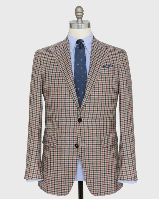 Virgil No. 2 Jacket in Oat/Blue/Pink Check Hopsack
