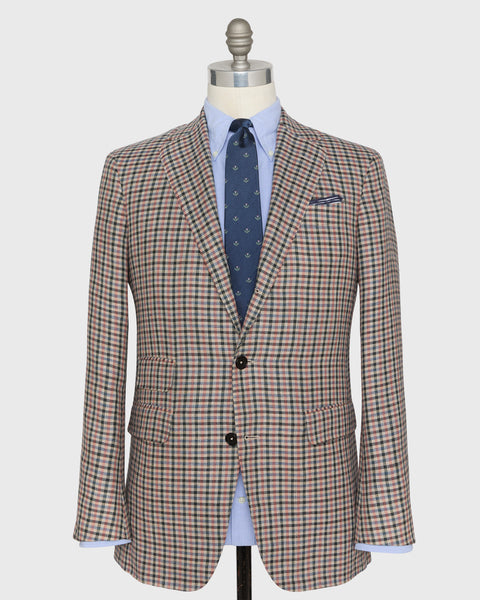 Virgil No. 2 Jacket in Oat/Blue/Pink Check Hopsack | Shop Sid Mashburn