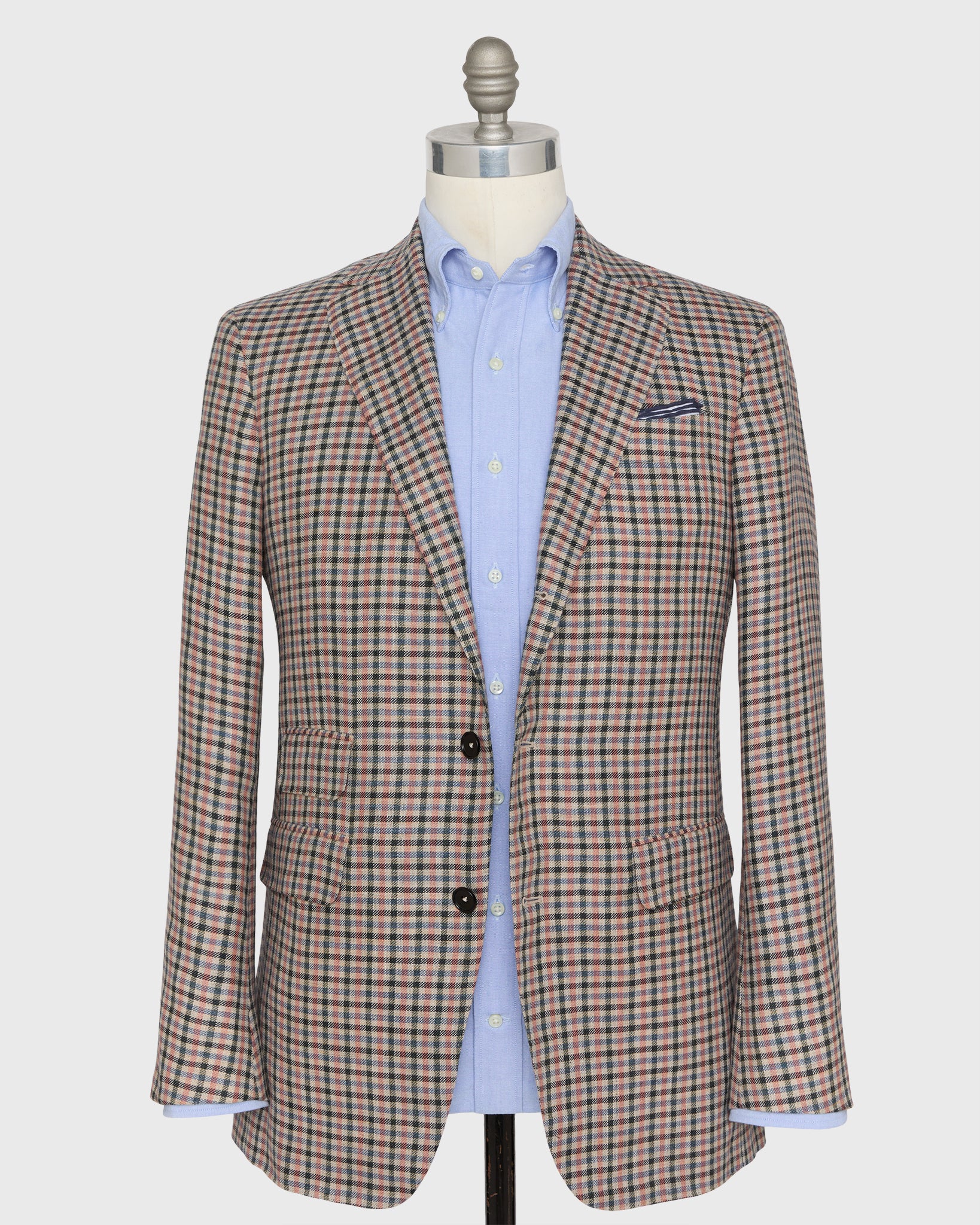 Virgil No. 2 Jacket in Oat/Blue/Pink Check Hopsack | Shop Sid Mashburn