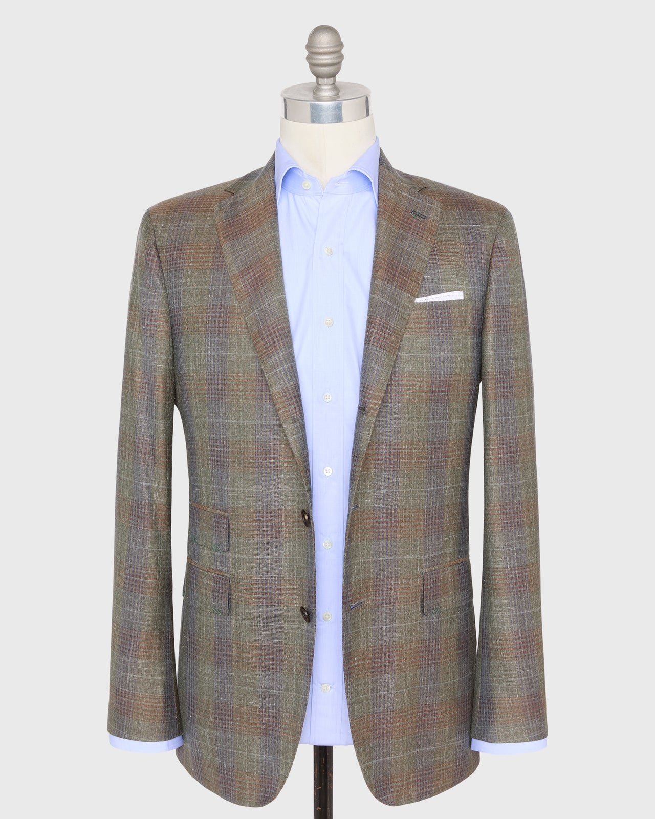 Virgil No. 4 Jacket in Olive/Blue/Brown Plaid Twill