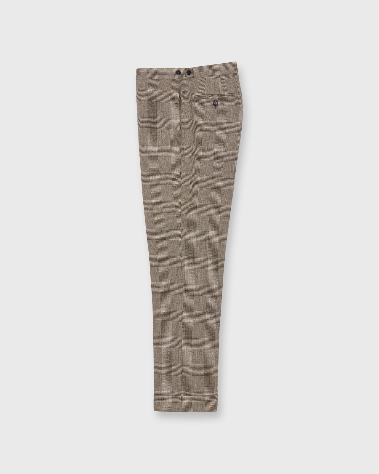 Side-Tab Dress Trouser in Chocolate/Flax Glen Plaid Hopsack