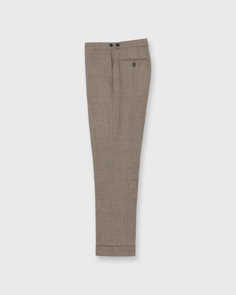 Side-Tab Dress Trouser in Chocolate/Flax Glen Plaid Hopsack | Sid