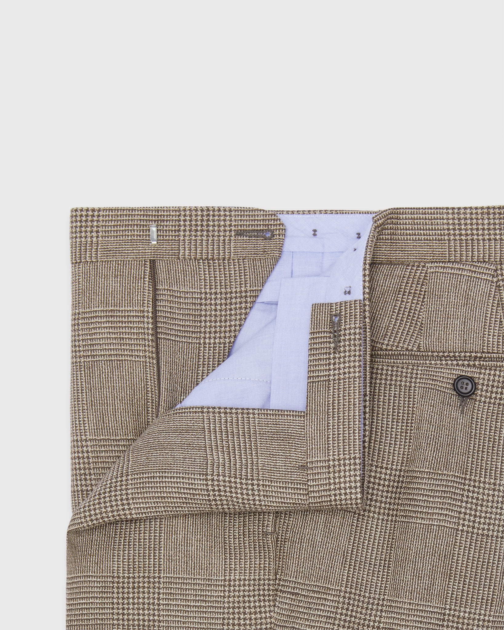 Side-Tab Dress Trouser in Chocolate/Flax Glen Plaid Hopsack | Shop