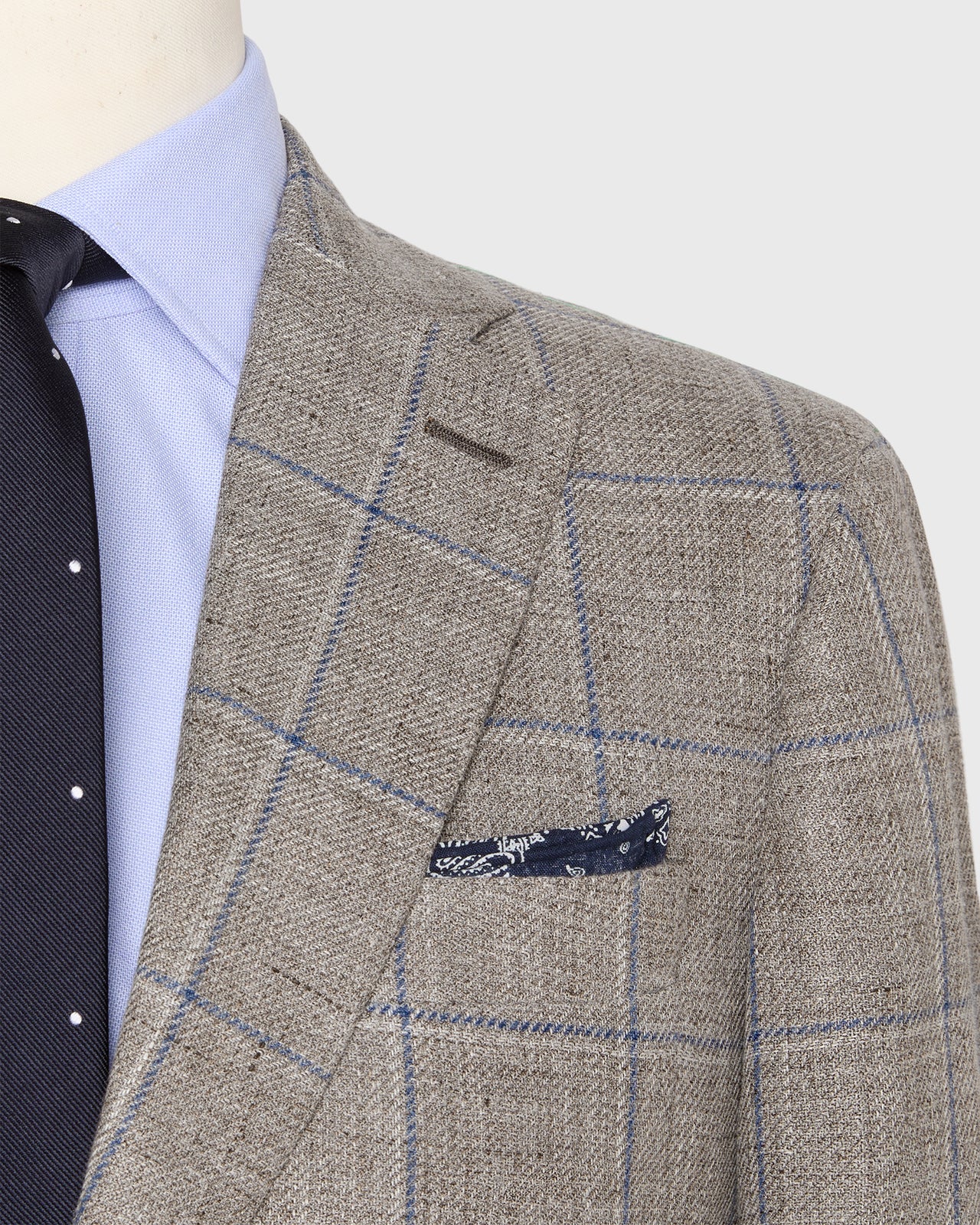 Virgil No. 3 Jacket in Flax/Blue/Bone Windowpane Hopsack