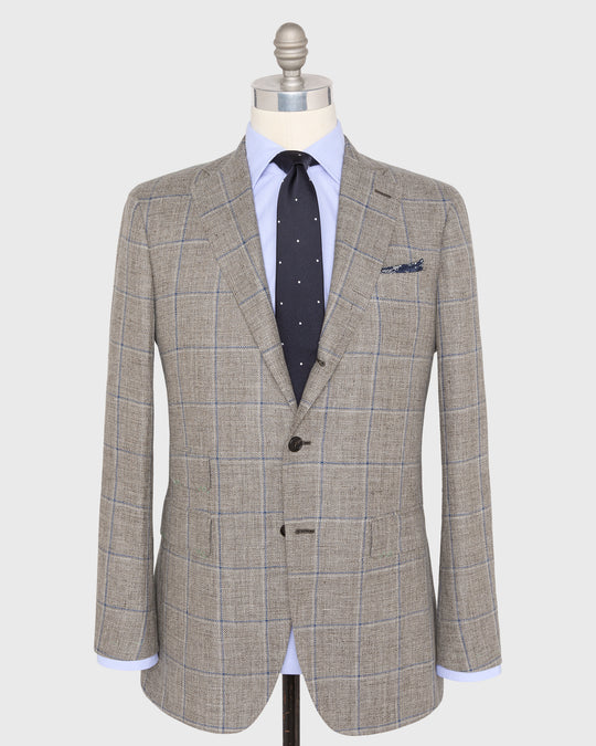 Virgil No. 3 Jacket in Flax/Blue/Bone Windowpane Hopsack
