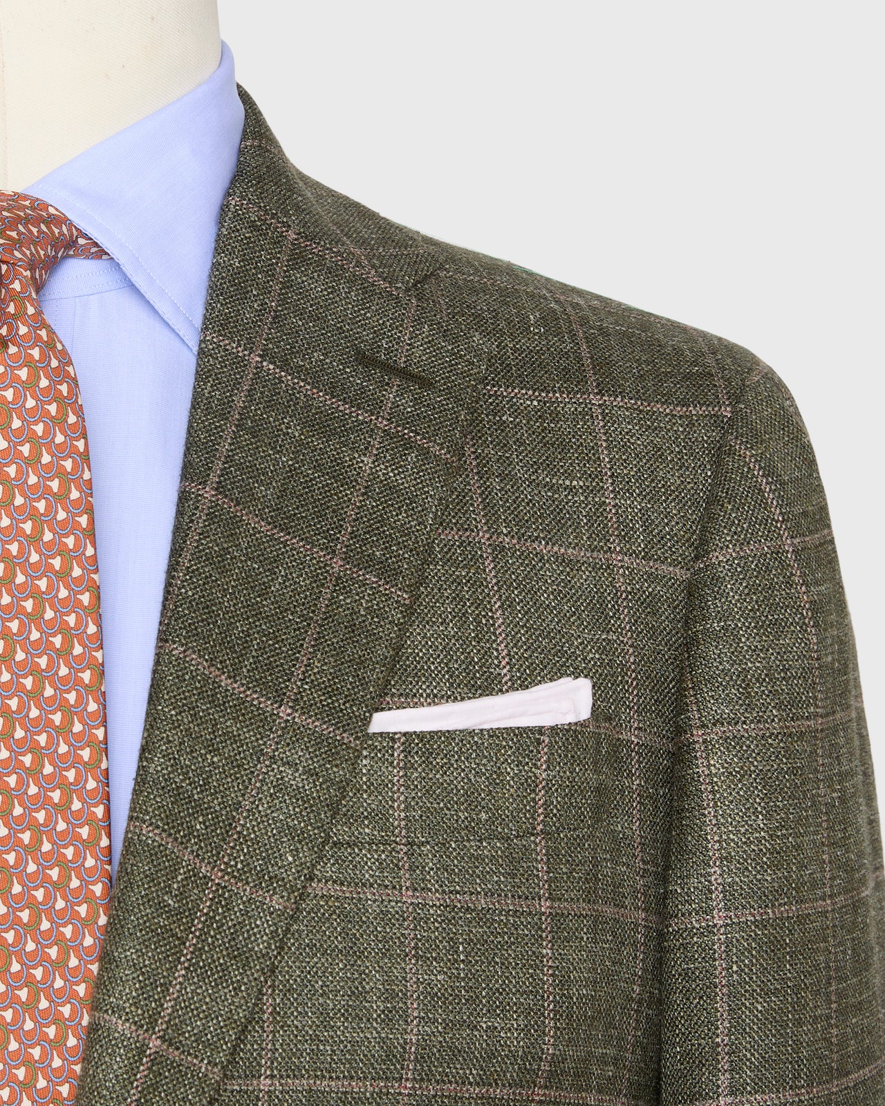 Virgil No. 3 Jacket in Olive/Pink/Bone Windowpane Hopsack