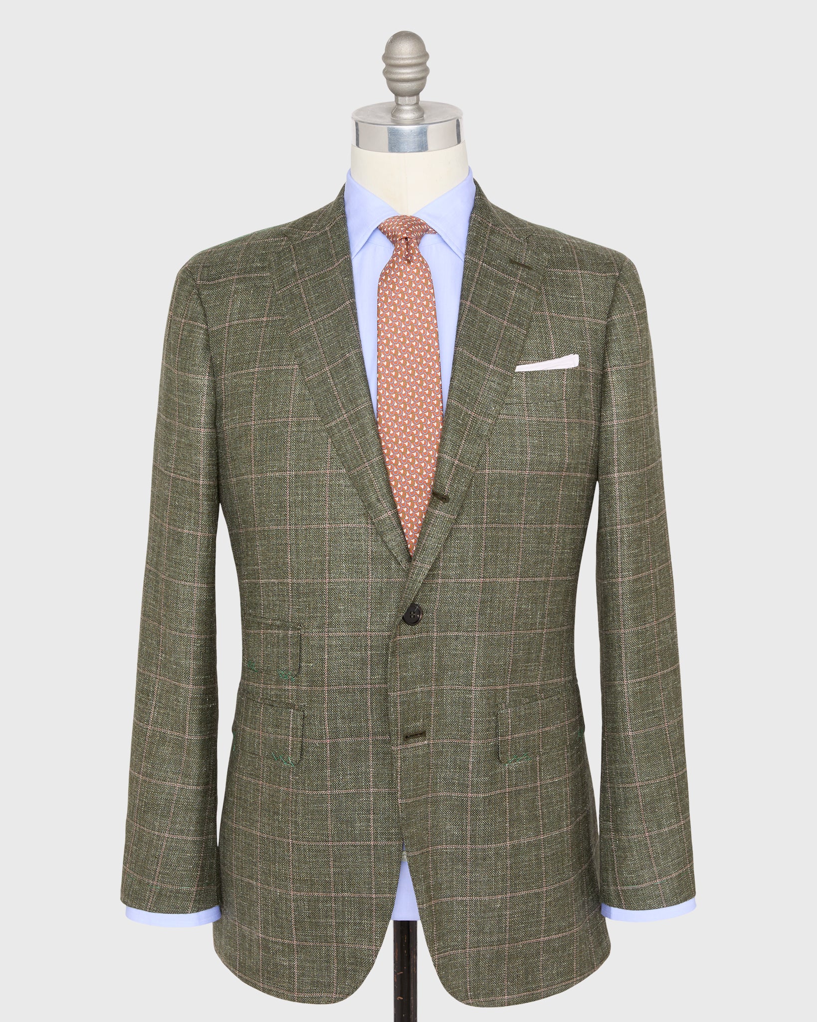 Virgil No. 3 Jacket in Olive/Pink/Bone Windowpane Hopsack | Sid