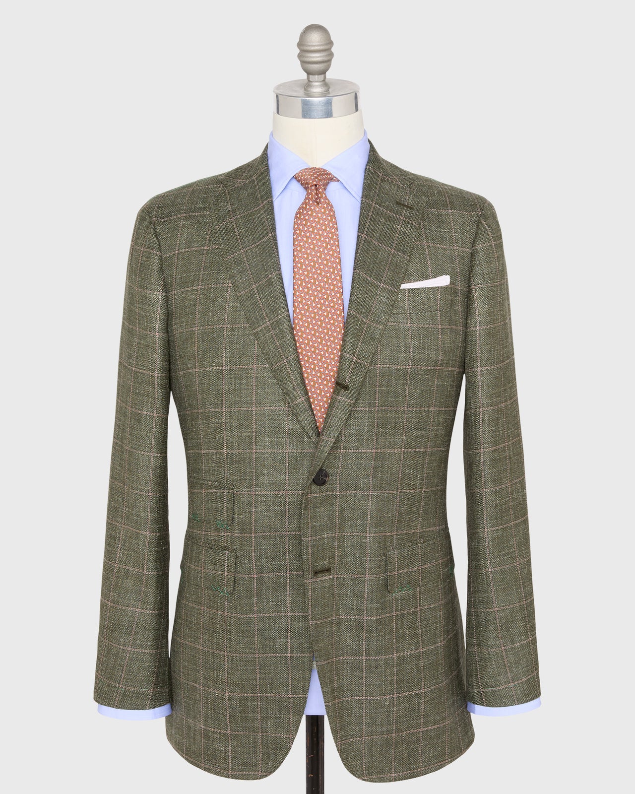 Virgil No. 3 Jacket in Olive/Pink/Bone Windowpane Hopsack