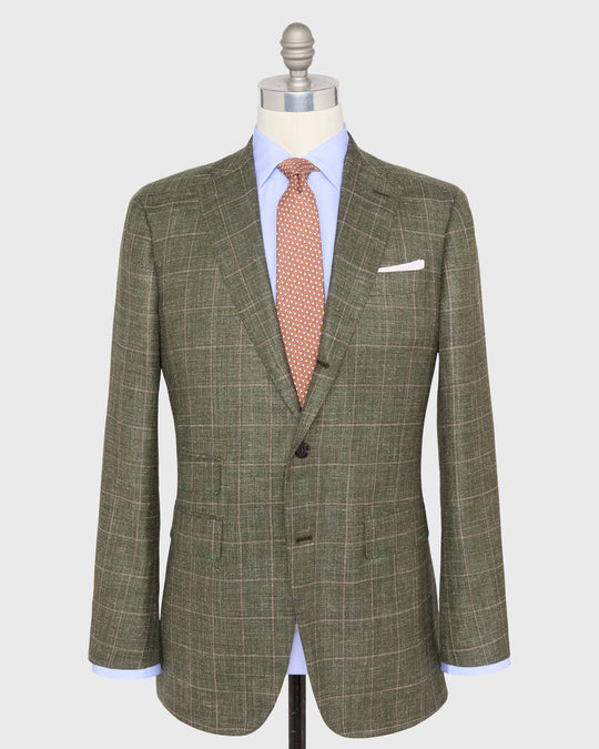 Virgil No. 3 Jacket in Olive/Pink/Bone Windowpane Hopsack