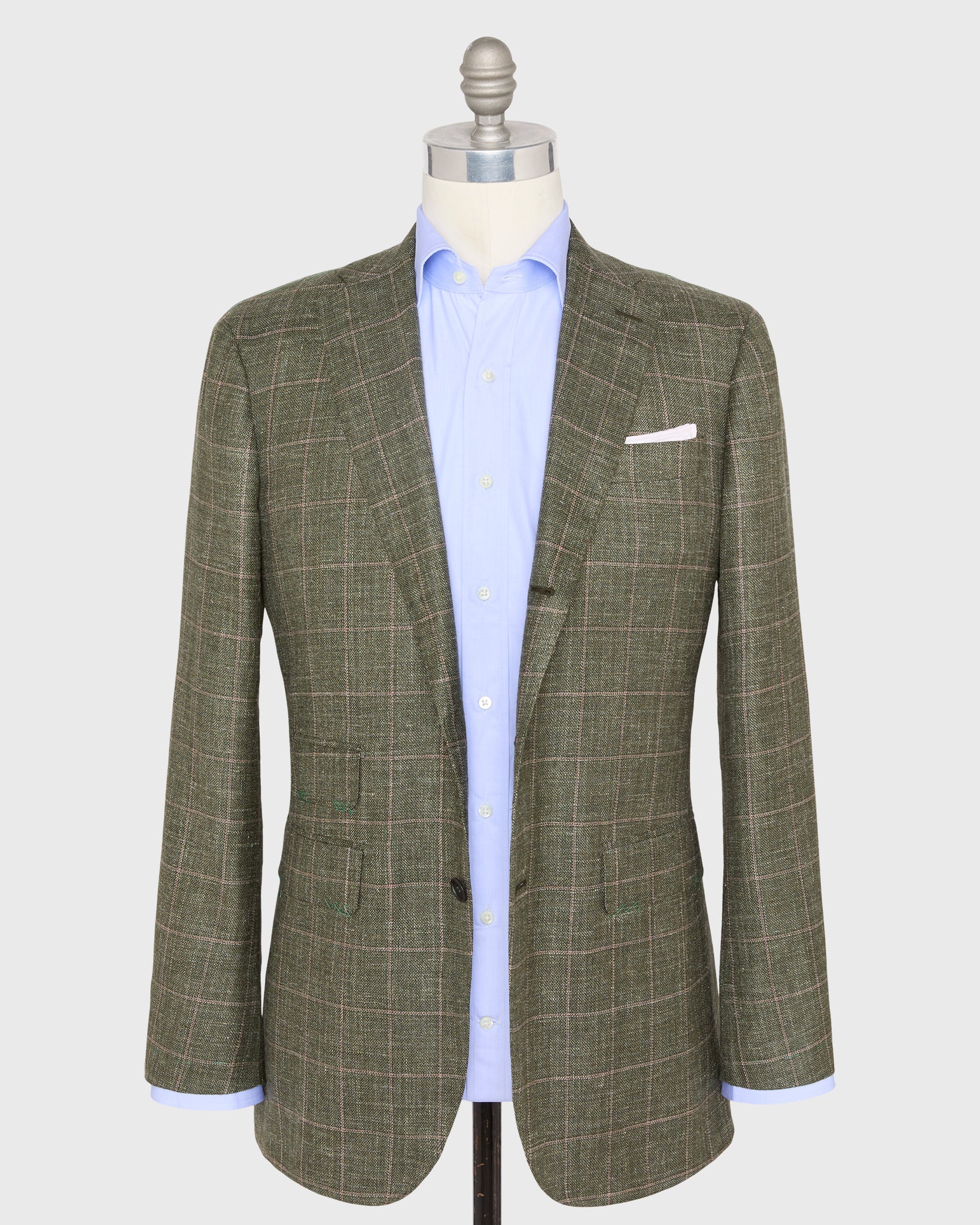 Virgil No. 3 Jacket in Olive/Pink/Bone Windowpane Hopsack | Sid
