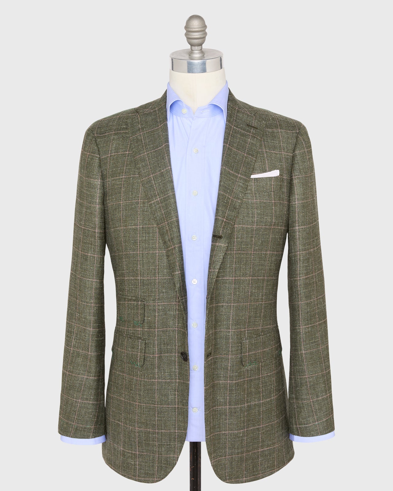 Virgil No. 3 Jacket in Olive/Pink/Bone Windowpane Hopsack
