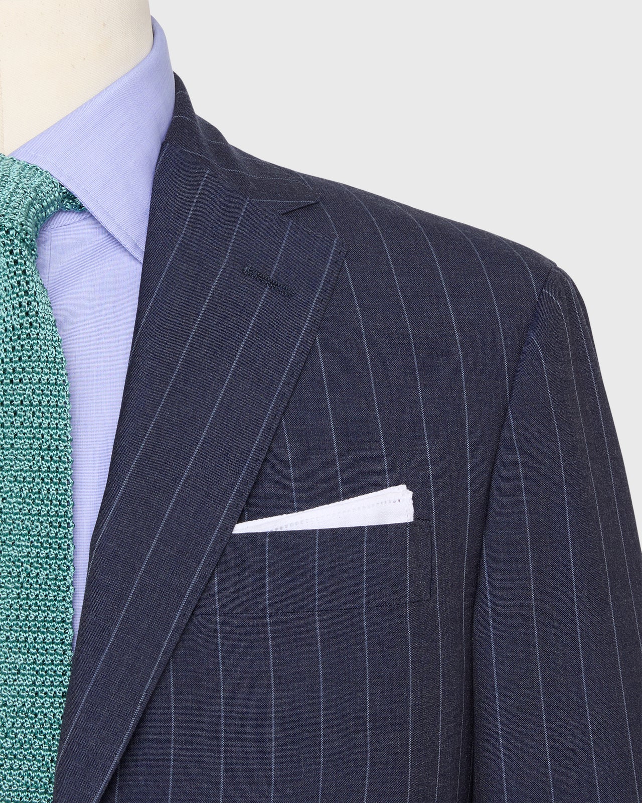 Virgil No. 3 Suit in Airforce/Sky Chalk Stripe Plainweave