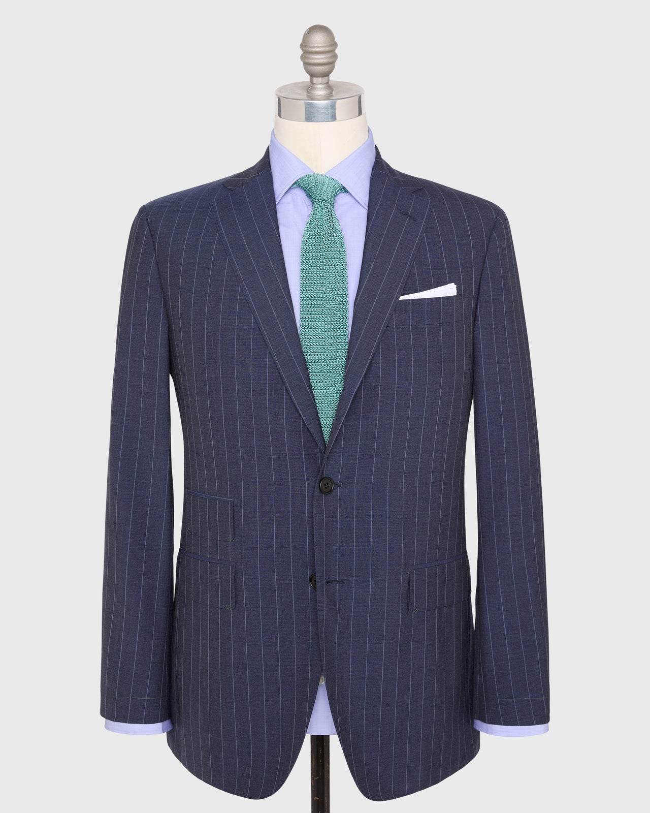 Virgil No. 3 Suit in Airforce/Sky Chalk Stripe Plainweave