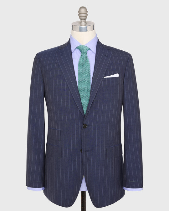 Virgil No. 3 Suit in Airforce/Sky Chalk Stripe Plainweave