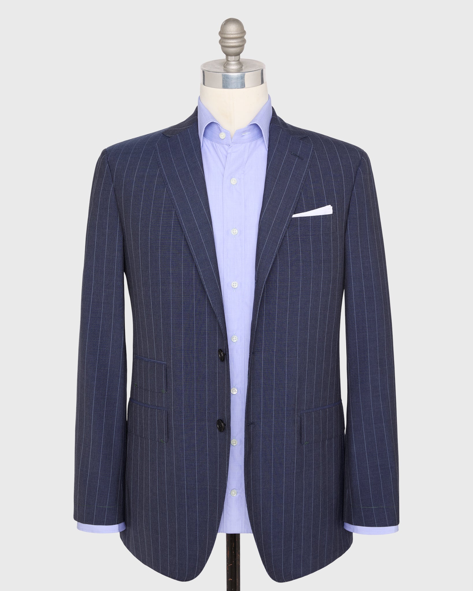 Virgil No. 3 Suit in Airforce/Sky Chalk Stripe Plainweave | Sid
