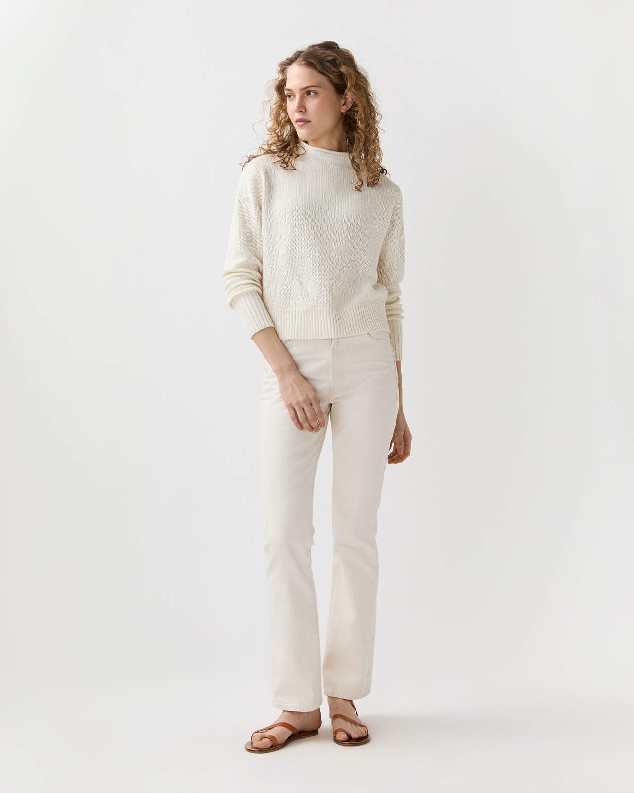 Stevie Beach Sweater in Ivory Cotton/Linen
