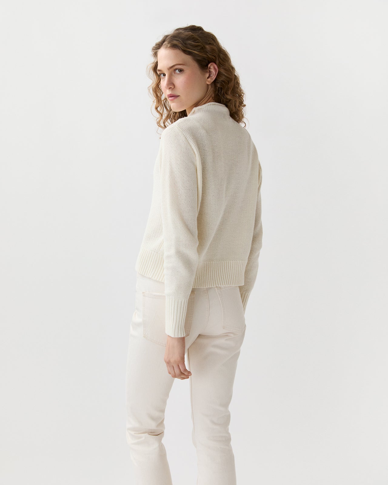 Stevie Beach Sweater in Ivory Cotton/Linen
