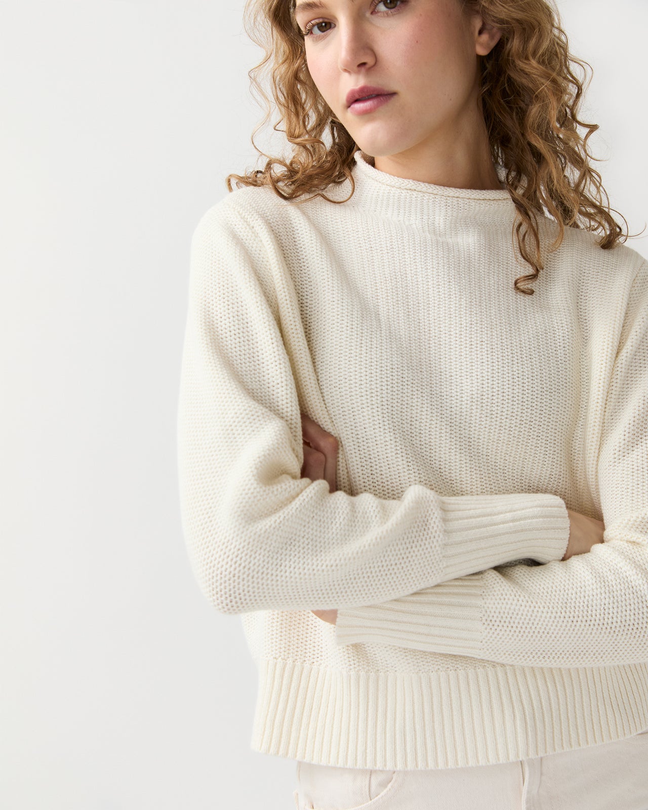 Stevie Beach Sweater in Ivory Cotton/Linen