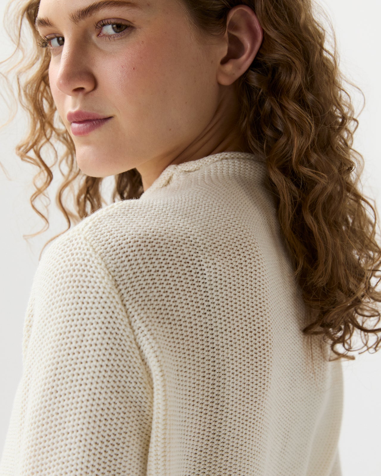 Stevie Beach Sweater in Ivory Cotton/Linen