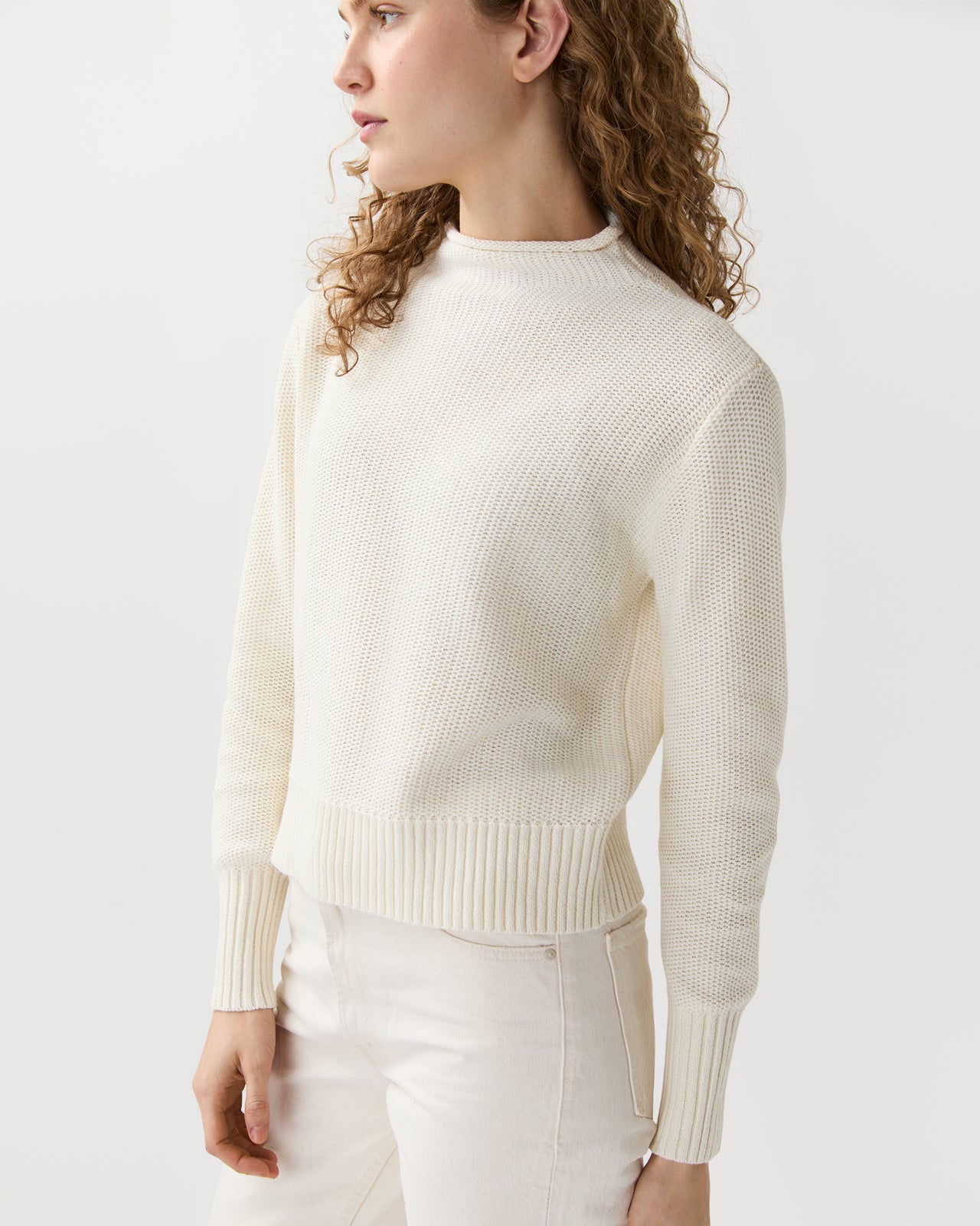 Stevie Beach Sweater in Ivory Cotton/Linen