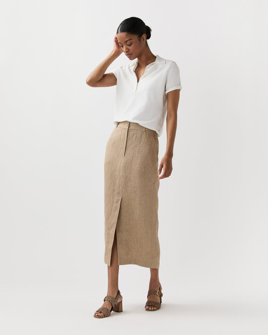 Tyler Skirt in Flax Linen Twill