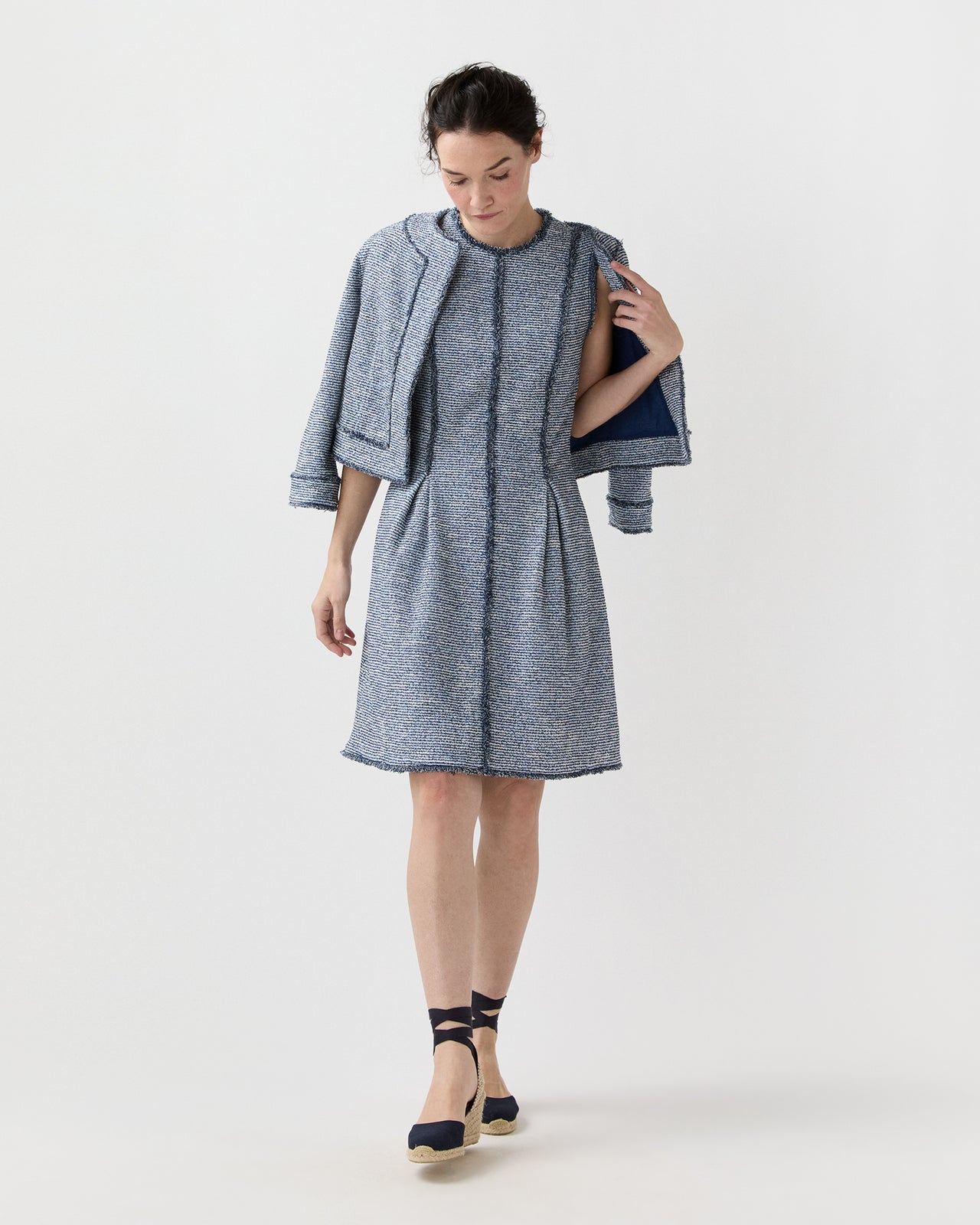 Blythe Dress in Blue/Multi Bouclé Knit