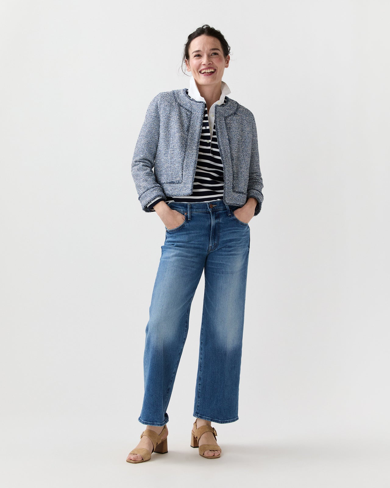 Kitsy Jacket in Blue/Multi Bouclé Knit
