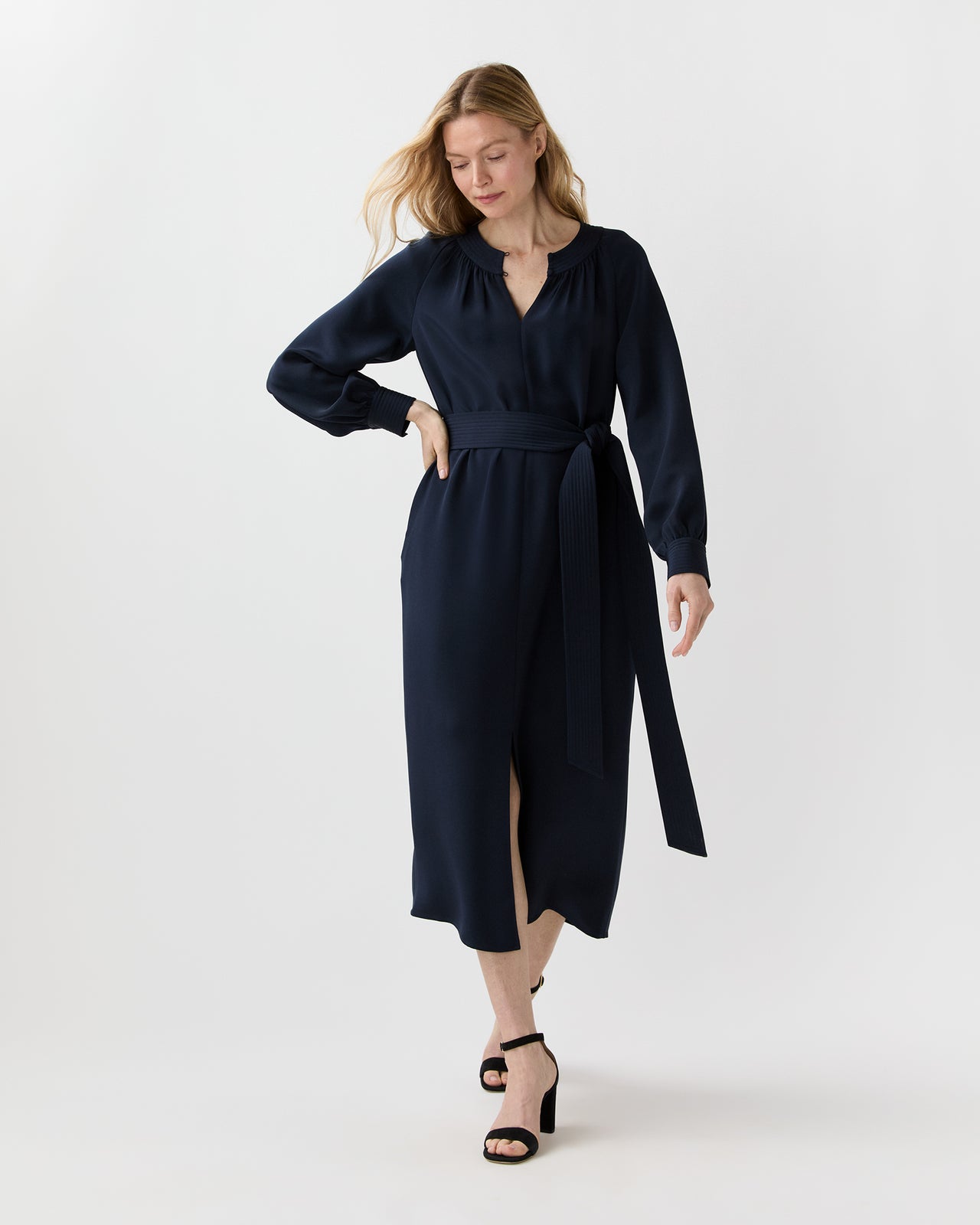 crepe silk dress CREPE SILK LINED MAXI DRESS IN BLACK | CULT MIA