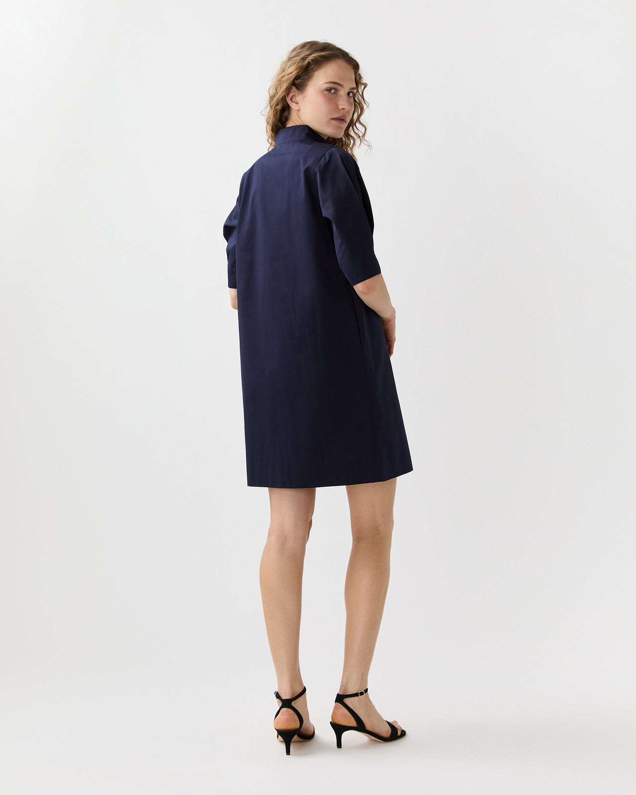 Violetta Dress in Navy Poplin