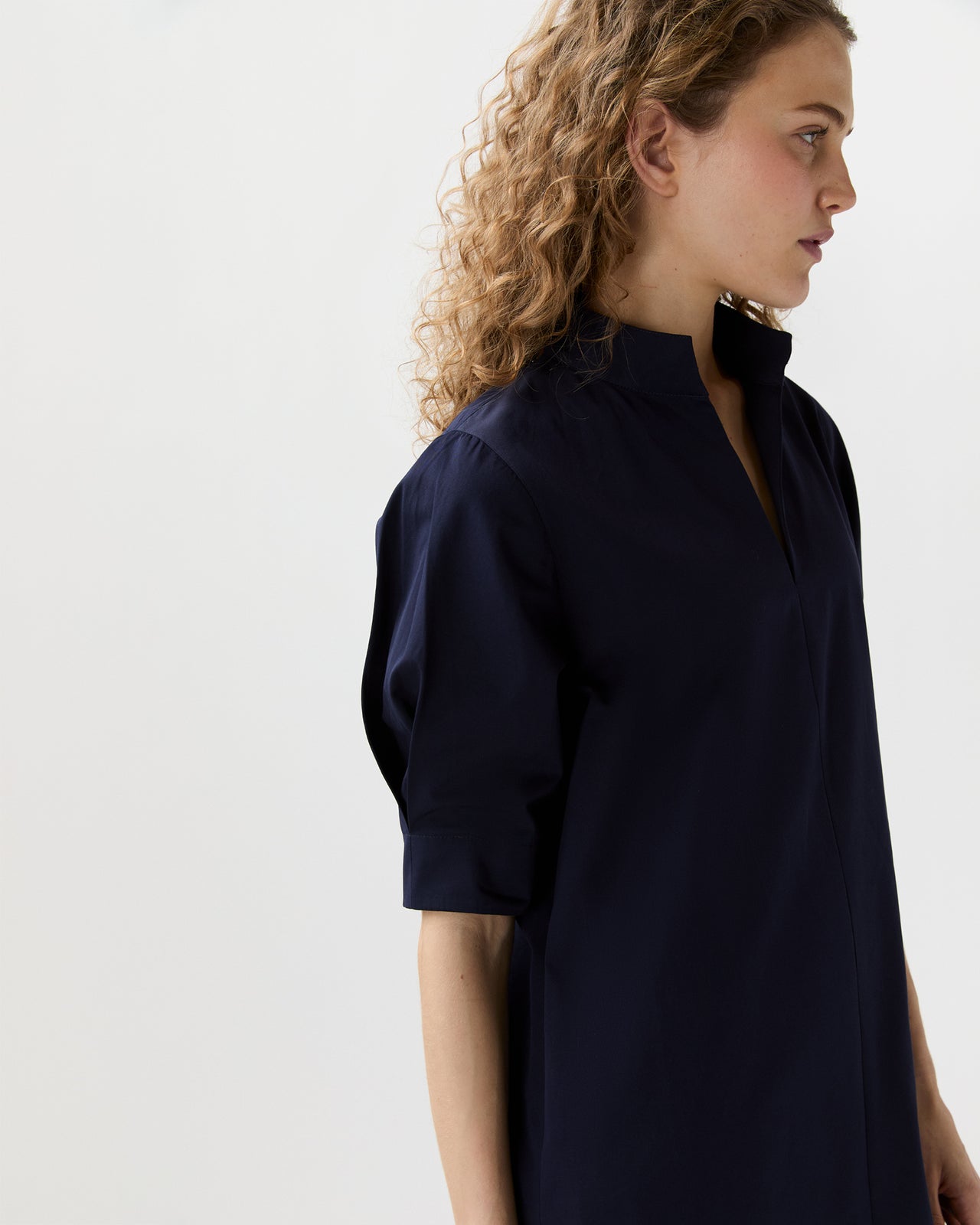 Violetta Dress in Navy Poplin