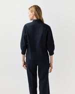 Load image into Gallery viewer, 3/4-Sleeved Violetta Top in Navy Stretch Cotolino
