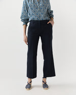 Load image into Gallery viewer, Frankie Cropped Pant in Navy Stretch Cotolino
