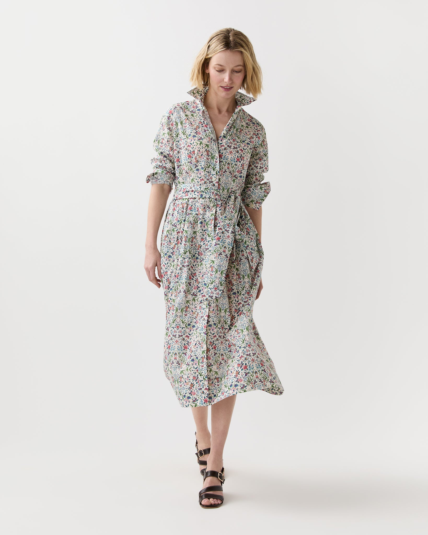 red short dress Classic Shirtwaist Dress in Alabaster/Multi Tapestry Liberty Fabric