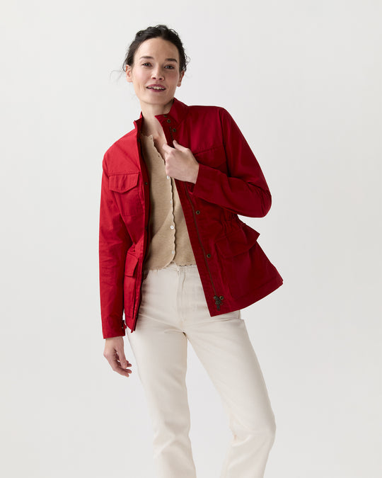 M65 Jacket in Red Dry Waxed Poplin