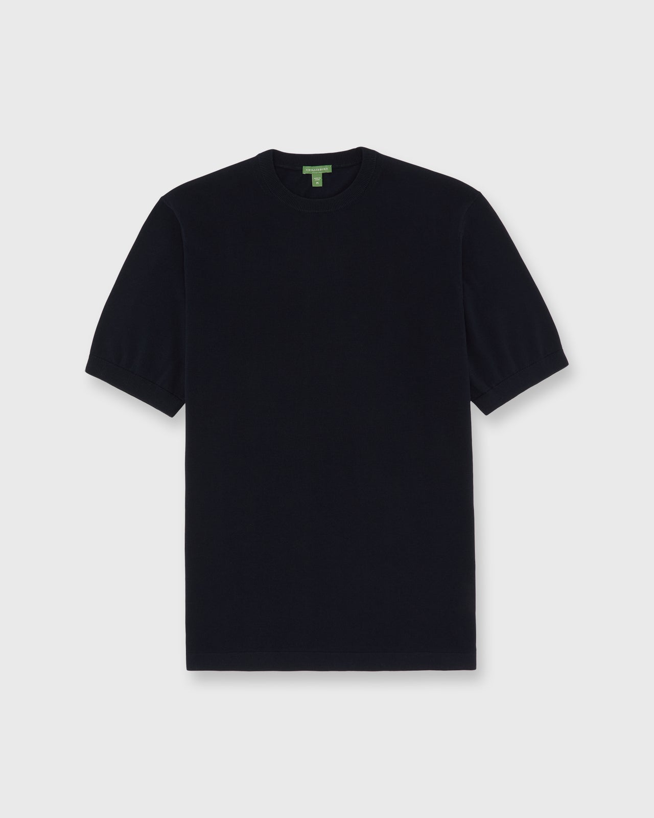 Short-Sleeved Crewneck Sweater in Navy Ice Cotton