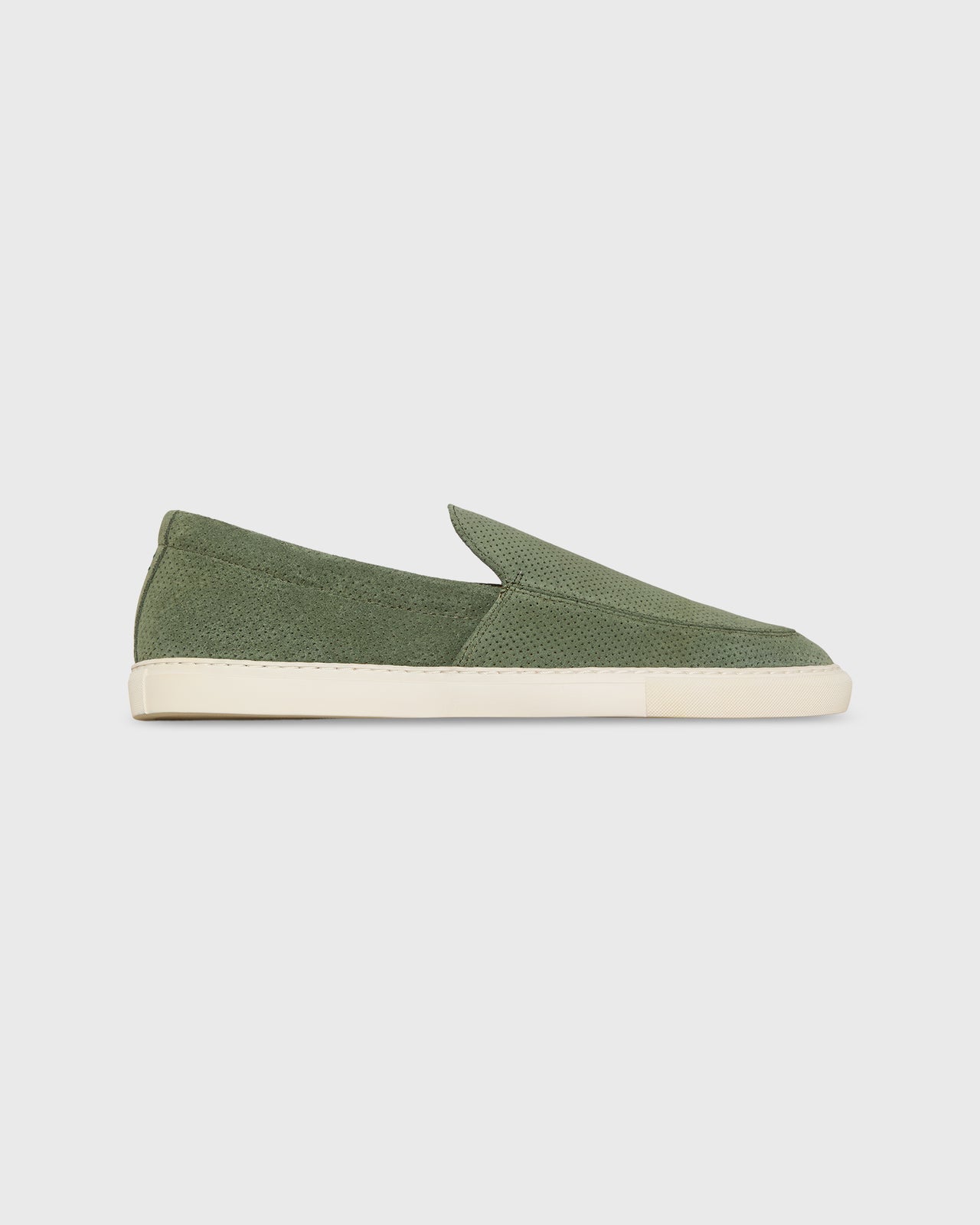 Moccasin Slip-On Sneaker in Fir Perforated Suede