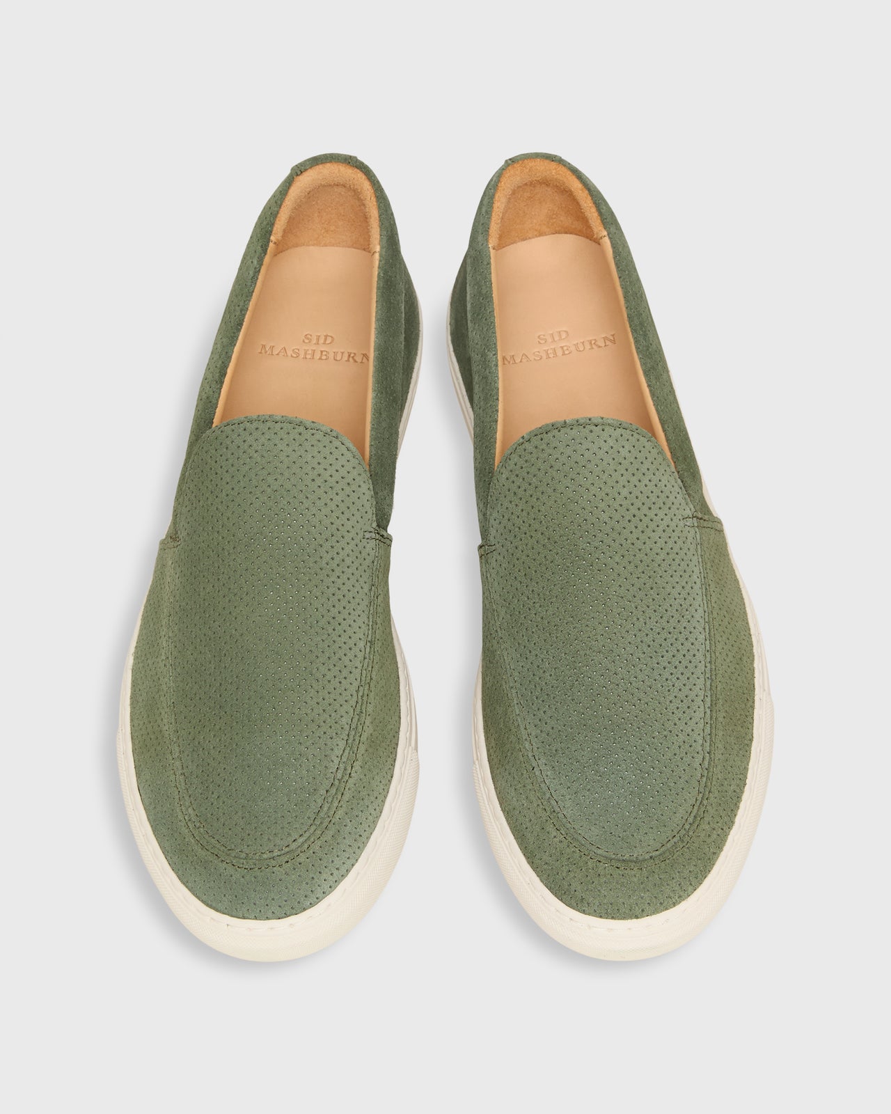 Moccasin Slip-On Sneaker in Fir Perforated Suede