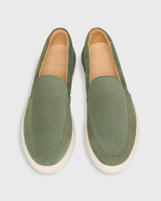 Moccasin Slip-On Sneaker in Fir Perforated Suede