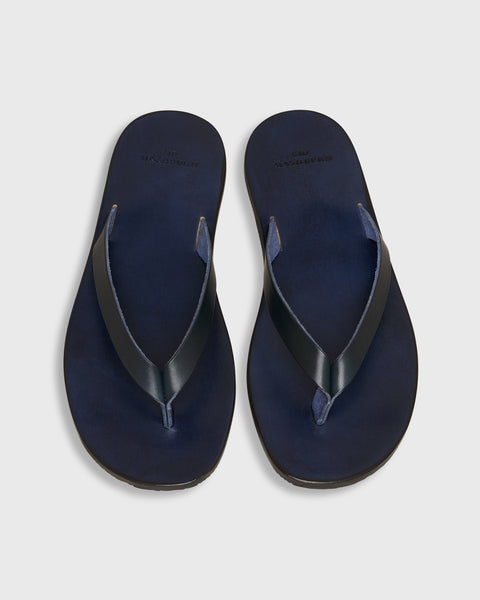 To Boot Navy Blue and Black Leather Thong Sandals Vegan Leather Wedge Thong Sandals | Gap main image 3