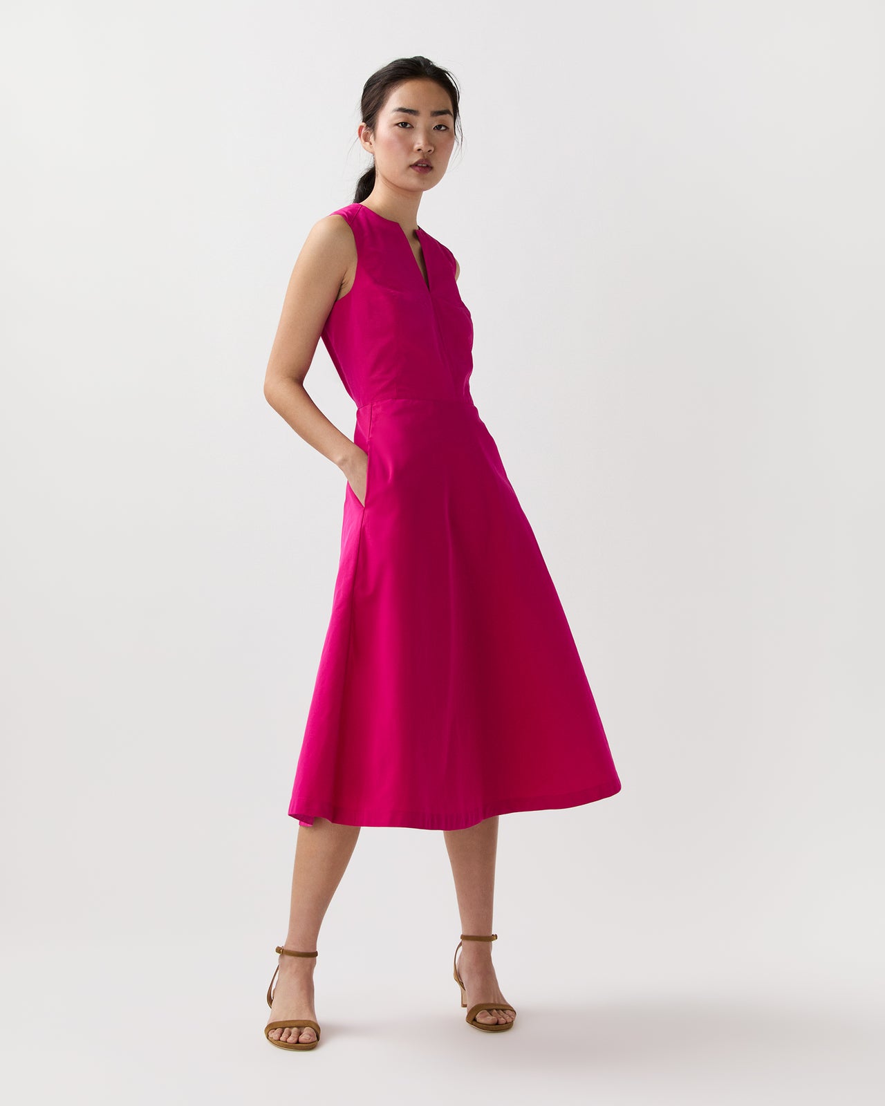 Amanda Dress in Pink Nylon Faille