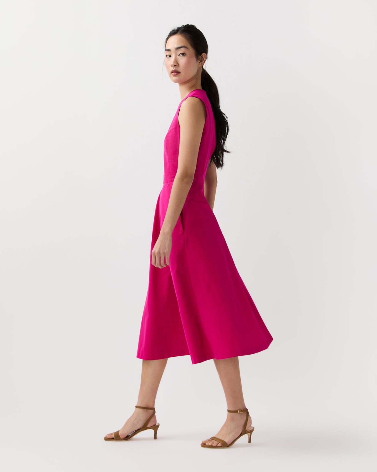 Amanda Dress in Pink Nylon Faille