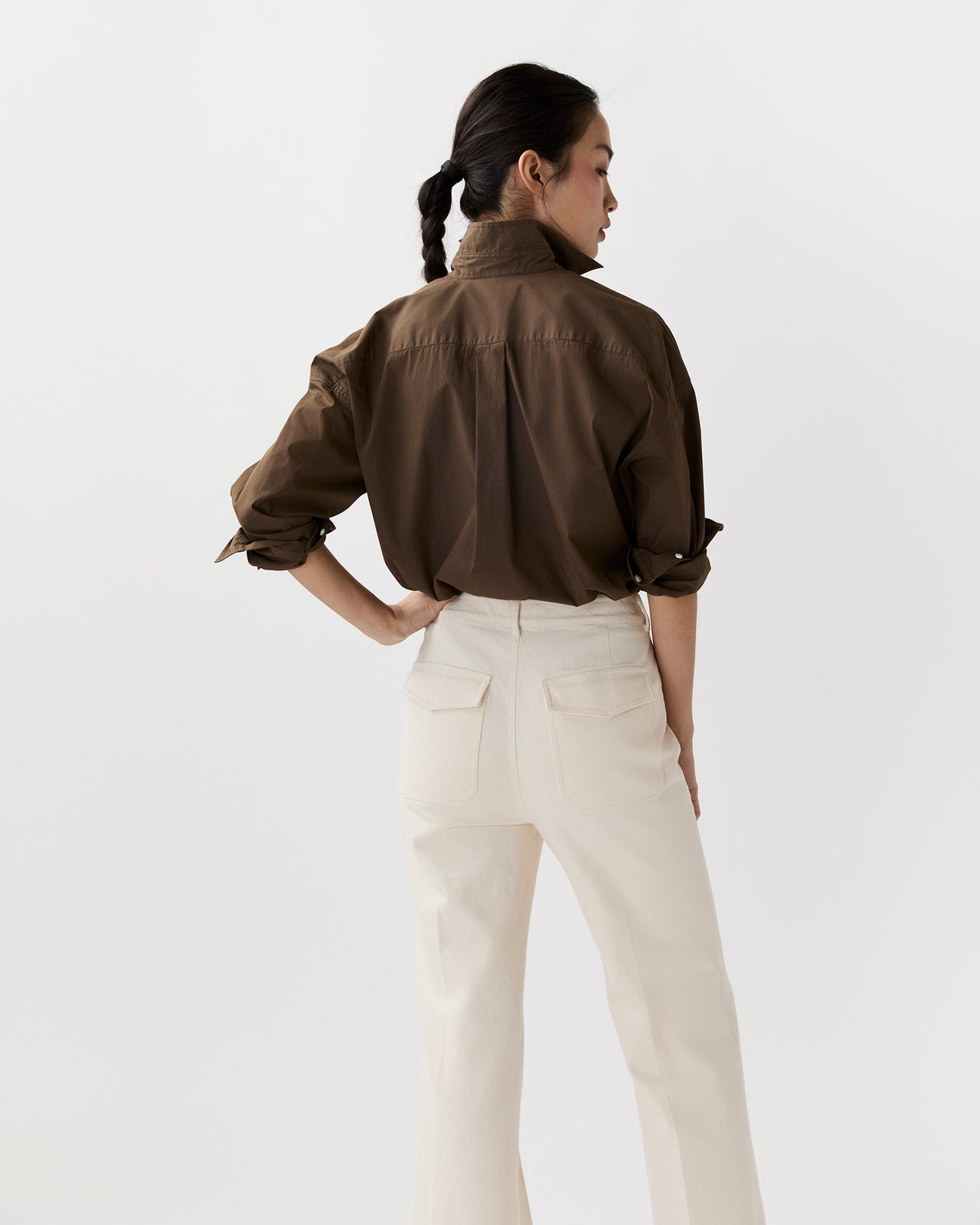 Weekender Shirt in Brown Cotton/Nylon Poplin