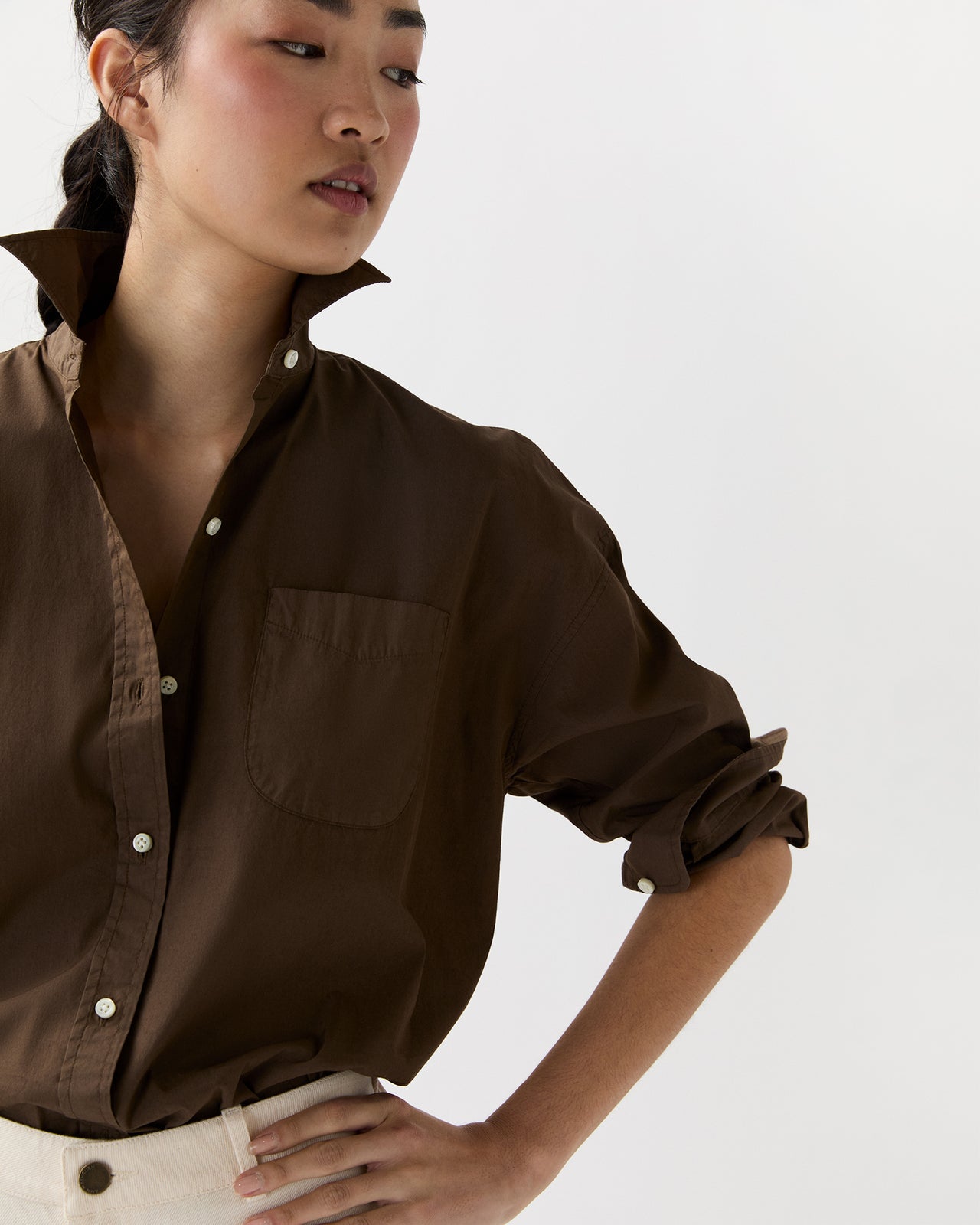 Weekender Shirt in Brown Cotton/Nylon Poplin